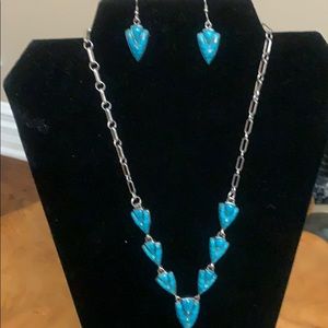 Turquoise and sterling necklace and earrings